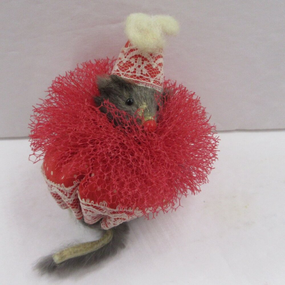 Original Fur Toys Russian Dancer Mouse Real Fur Made in West Germany 2" Vintage